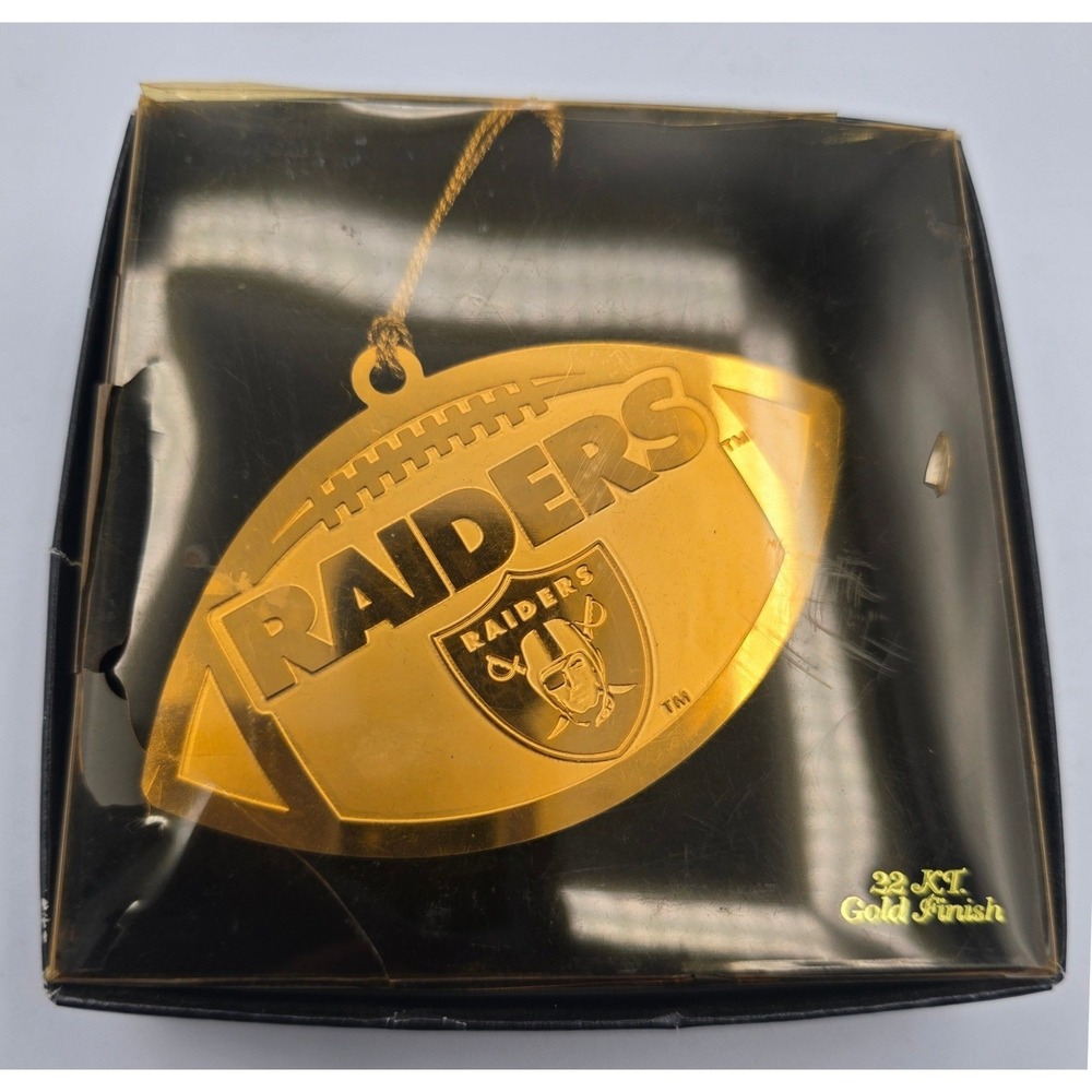 Oakland Raiders Topperscot 22KT Gold Finish Football Ornament Vintage NFL‎ Boxed